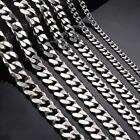 Mens Real Solid 925 Sterling Silver Miami Cuban Chain 3-9mm Heavy Link Necklace