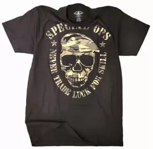 Men's t shirts-SKELETON -"SPECIAL OPS " NEVER TRADE LUCK FOR SKILLS-100% cotton - Picture 1 of 4