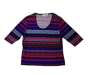 Blusa Giorgio Fiorlini Colección Manga Raglán Rayas Elastizada Talla Grande - Imagen 1 de 9