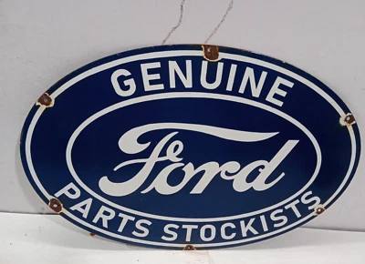 Ford Genuine Parts Porcelain Enamel Sign  24 x 16 Inches 1 Side - Image 1 of 4