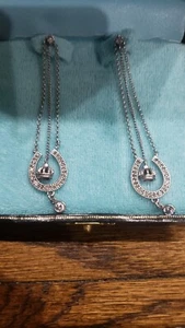 NIB Juicy Couture Silver Rhinestones Horseshoe And Crown Dangle Drop Earrings - Picture 1 of 3
