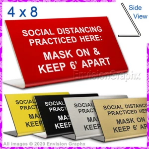 4x8 Engraved Plastic Professional Office Desk Sign SOCIAL DISTANCING - Picture 1 of 6