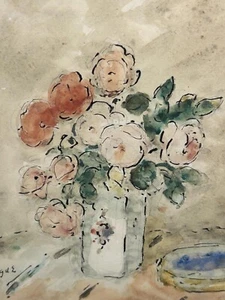 Georges D'ESPAGNAT (1870-1950) "Fleurs" watercolor on paper, signed - Picture 1 of 6