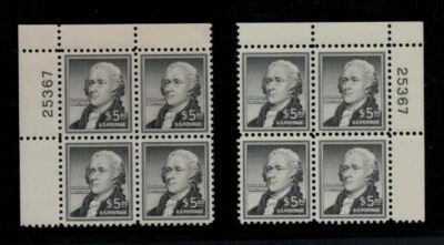 1956 ALEXANDER HAMILTON $5 PLATE BLOCK- SCOTT # 1053- MNH - Image 1 of 2