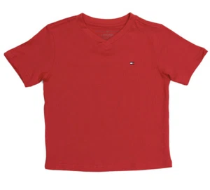 Tommy Hilfiger Niños Camiseta Manga Corta Cuello en V Niños Bandera Logo Camiseta Talla 5 Roja - Imagen 1 de 4
