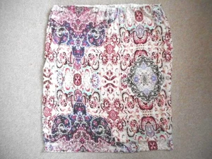 Womens Skirt-SU & LOLA-multicolored patterned stretch knit lined pull-on BOHO-XL - Picture 1 of 4