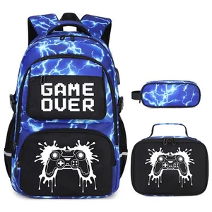 3 PCS Luminous Boys Backpack Set with Lunch Bag Pencil Case for School Teen - Picture 1 of 8