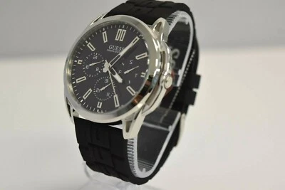 New Guess Authentic Men's Black Silicone Silver SS W1177G3 Watch - Image 1 of 4