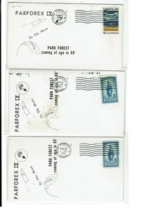 Apollo 9 Space 3/16/1969 PARFOREX "To the Moon" 3 Covers Park Forest ILLINOIS !! - Picture 1 of 2