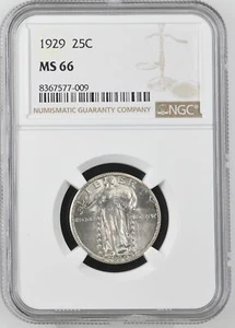 1929 Quarter Dollars Standing Liberty Quarter NGC MS-66 - Picture 1 of 2