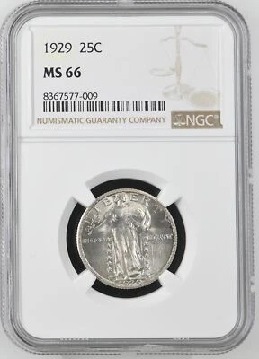1929 Quarter Dollars Standing Liberty Quarter NGC MS-66 - Image 1 of 2