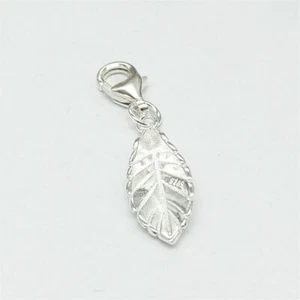 925 Sterling Silver Leaf Charm for Bracelet Necklace Clip On Charm Clasp - Picture 1 of 4