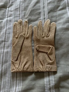 Vintage Glove 7.5” Wrist Length Petite Gold Metallic Holiday Glam - Picture 1 of 4