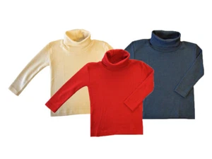 ENGEL Turtleneck MERINO WOOL SILK children boy girl thermal polo neck T-shirt - Picture 1 of 13