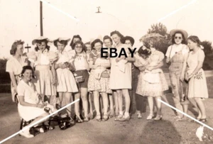 VTG OOAK Photo Group Identified Women UFO Background House BW - Picture 1 of 4