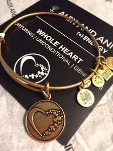Brazalete Dije Alex and Ani Corazón Todo ❤ Tono Dorado con Tarjeta de Sentimiento - Imagen 1 de 4