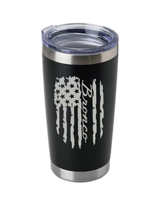 Vaso de acero inoxidable Bronco Flag Design grabado con láser de 20 oz envío rápido - Imagen 1 de 6