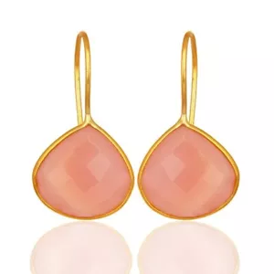 Pendientes de diseñador enchapados en oro amarillo rosa natural regalo para el amor - Imagen 1 de 5