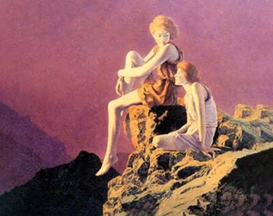 Ladies Mountains , "Contentment" by Maxfield Parrish 7 x 8.8 - Picture 1 of 1
