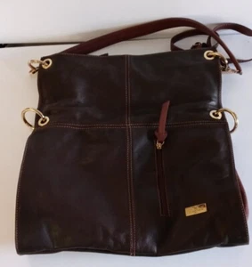 Vittoria Veneta Brown Leather Fold Over Cross Body/Handle Purse Italy - Picture 1 of 5