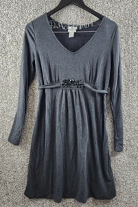 Two Hearts Maternity Dress Gray Knit Studded Belt Long Sleeve Women's Size S - Picture 1 of 9
