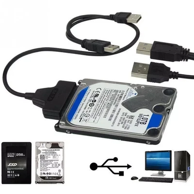 Dual USB External Cable SSD Hard Disk Drive Adapter USB To SATA 2.5" Converter - Image 1 of 4