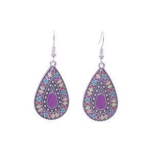 Pendientes Bohemio Vintage De Plata Tibetana Y Acero Inoxidable Plateado. Pendie - Imagen 1 de 12