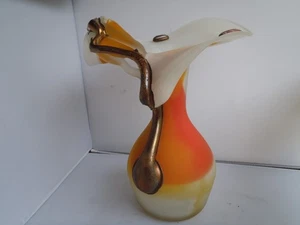 Artist Yiali Romanian Hand Blown Copper Overlay Art Glass Vase 9.5" - Picture 1 of 14