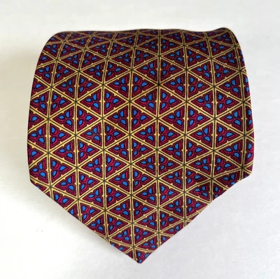 Corbata de seda geométrica de lujo Hermes Paris vintage para hombre hecha en Francia Foto 1 de 4