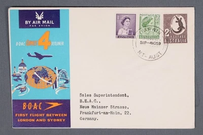 MayfairStamps 澳大利亚 1959 年达尔文到法兰克福德国彗星 4 BOAC First Flig — 第 1/2 张图片