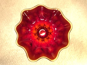 Amberina Glass Footed Compote -Candy Bowl No Damage - Picture 1 of 9