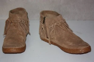 MINNETONKA Boots Daim Marron Clair S/N 1012502 Franges T 38 BE - Picture 1 of 7