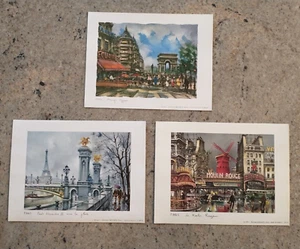 Paris Art Prints Vintage Krisarts 1973,1976 Champs Elysees Moulin Rouge Lot of 3 - Picture 1 of 6
