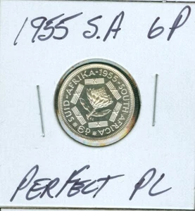 1955 SÜDAFRIKA 6 PENCE PERFEKTE QUALITÄT PROOFLIKE. - Bild 1 von 2