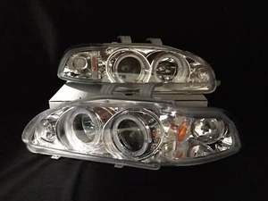 For 1992-1995 HONDA CIVIC 2/3D JDM CHROME SET HALO PROJECTOR HEADLIGHT PAIR - Picture 1 of 3