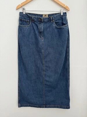 Falda vaquera vintage Rafella talla 14 larga maxi abertura modesta denim años 90 azul clásico Foto 1 de 4