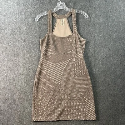 Free People Dress Small Brown Beige Racerback Crochet Knit Tunic Mini - Image 1 of 4