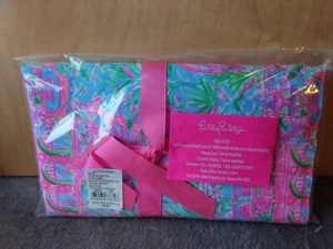 Lilly Pulitzer GWP Makeup Case Brush Set Bali Blue Spotted On Worth Pink NEW - Picture 1 of 2
