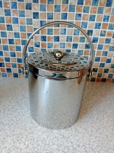 STAINLESS STEEL ICE BUCKET WITH LID INSIDE DRIP TRAY & HANDLE - Picture 1 of 6