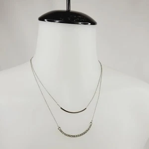 Premier Designs Silberfarbene Doppelkette Geschwungene Stäbe Modeschmuck Halskette - Bild 1 von 7