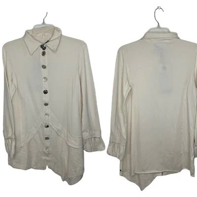 Nueva túnica de neón Buda crema Lagenlook botones de estrás mediana Foto 1 de 4