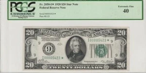 Fr.2050-I* 1928 $20 MINNEAPOLIS "STAR" LOW NEAT SERIAL 5423* FRN PCGS 40 XF RARE - Picture 1 of 2