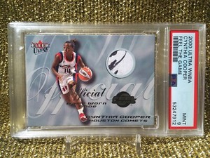 Cynthia Copper Houston Comets 2000 Ultra WNBA Feel Game Used Shoe Sneaker PSA 9