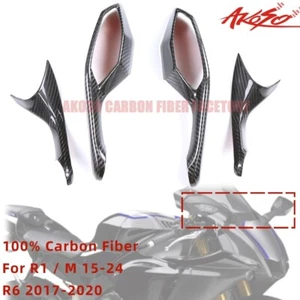 For Yamaha R1 / R1M 2015-2024 Carbon Fiber Rear View Mirrors Frame Cover Fairing - Picture 1 of 11