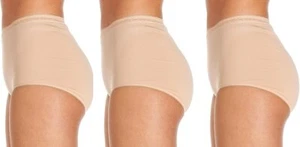 Ladies Maxi Briefs Comfort Smooth Cotton Nude Knickers Underwear 3 Pair Pack - Picture 1 of 7