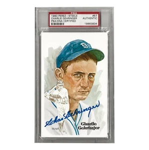 Charlie Gehringer Signed 1980 Perez Steele #57 Postcard PSA COA Detroit Tigers - Picture 1 of 2