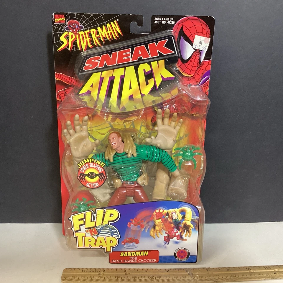 Spider-man Sneak Attack Flip N Trap Sandman Action Figure Marvel ToyBiz C45