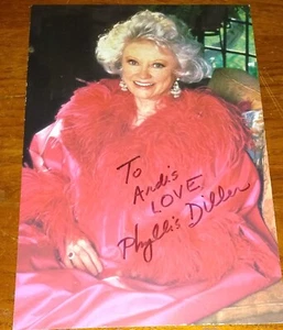 PHYLLIS DILLER AUTOGRAPH - Signed & Inscribed 6" X 9" Color Photo Postcard - Picture 1 of 2