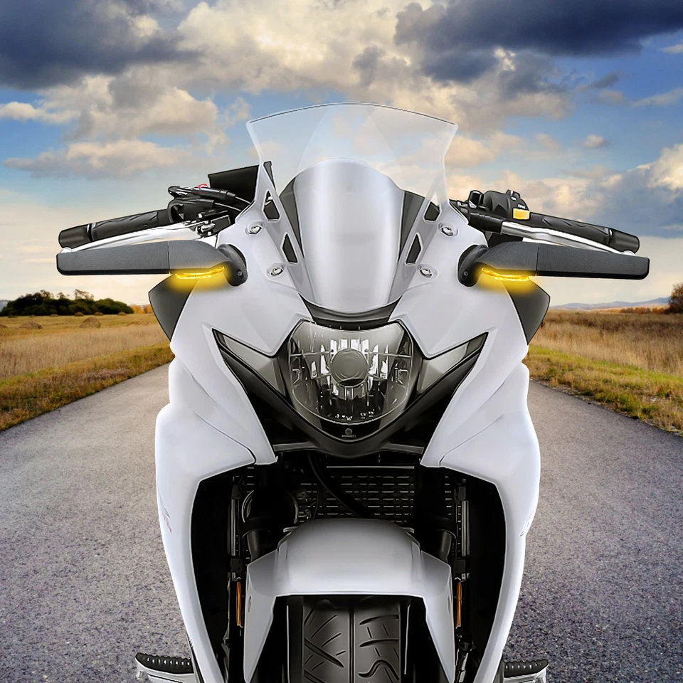 For Suzuki GSXR600 GSXR750 GSXR250R Adjustable Rearview Wind Wing Mirrors Lights - Image 1 of 4