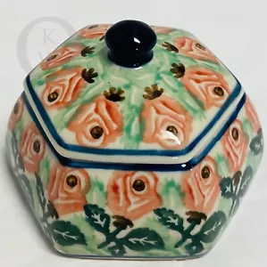 Boleslawiec Barattolo con coperchio in ceramica polacca fatto a mano*24257C S219* - Foto 1 di 5